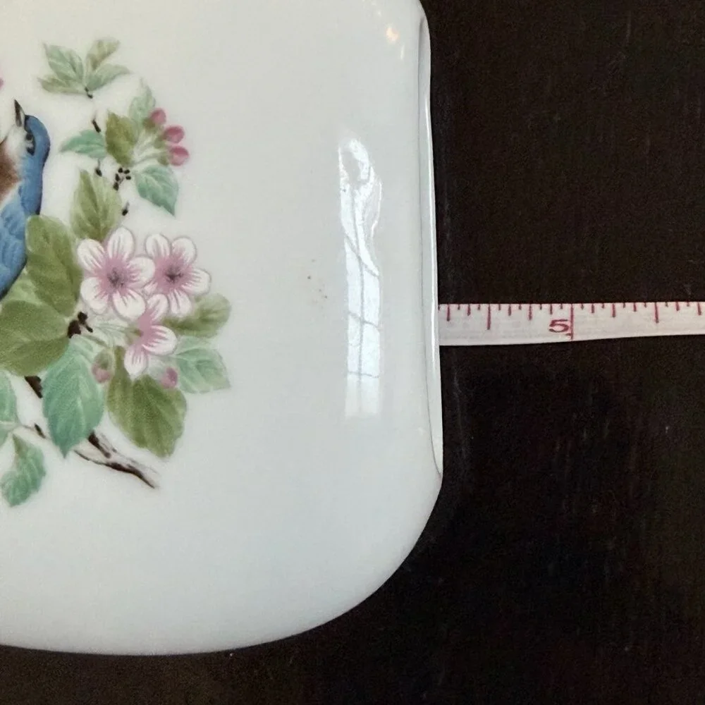 Vintage Takahashi Japan Meadow San Francisco Floral Vase Blue Bird‎ Gift Garden